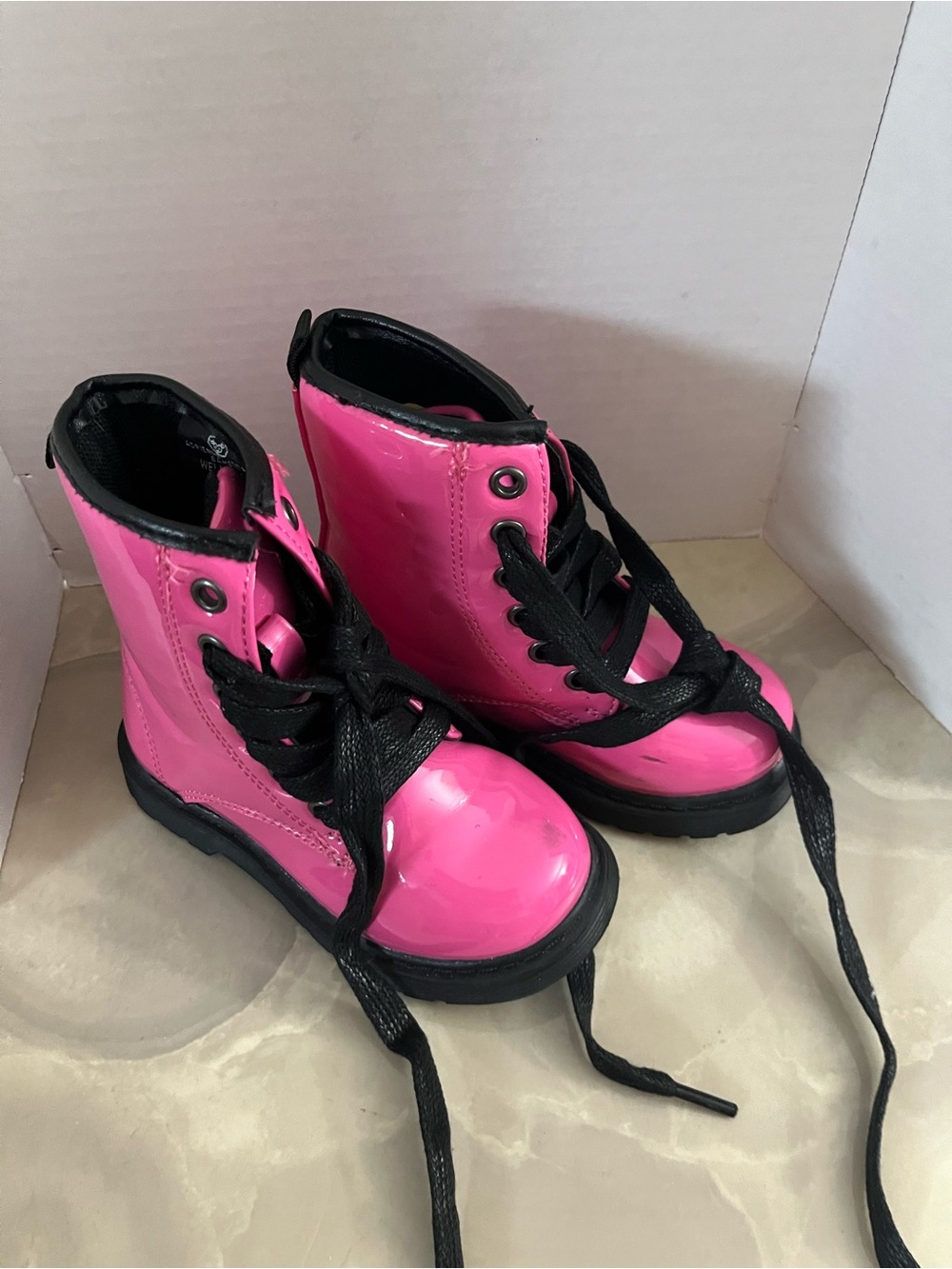 Adrienne Vittadini Hot Pink Kids Lace-Up Combat Boots